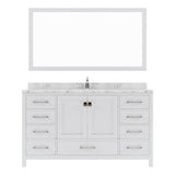 Virtu USA Caroline Avenue 60" Single Bath Vanity with White Quartz Top and Square Sink with Brushed Nickel Faucet with Matching Mirror - Luxe Bathroom Vanities