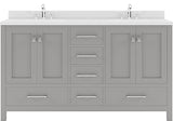 Virtu USA Caroline Avenue 60" Double Bath Vanity in Cashmere Grey with Dazzle White Top and Round Sink - Luxe Bathroom Vanities Luxury Bathroom Fixtures Bathroom Furniture