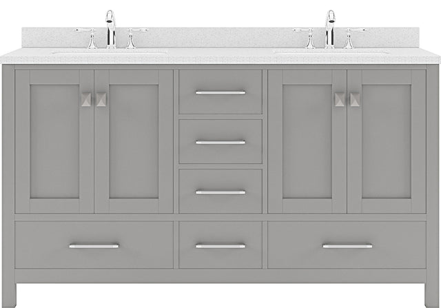 Virtu USA Caroline Avenue 60" Double Bath Vanity in Cashmere Grey with Dazzle White Top and Round Sink - Luxe Bathroom Vanities Luxury Bathroom Fixtures Bathroom Furniture