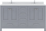 Virtu USA Caroline Avenue 60" Double Bath Vanity with Dazzle White Top and Round Sink - Luxe Bathroom Vanities