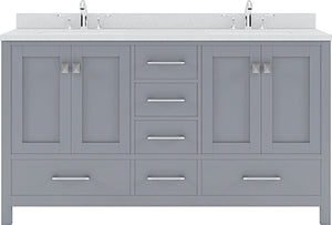 Virtu USA Caroline Avenue 60" Double Bath Vanity with Dazzle White Top and Round Sink - Luxe Bathroom Vanities