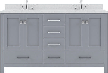 Virtu USA Caroline Avenue 60" Double Bath Vanity with Dazzle White Top and Round Sink - Luxe Bathroom Vanities