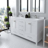 Virtu USA Caroline Avenue 60" Double Bath Vanity with Dazzle White Quartz Top and Round Sinks with Matching Mirror