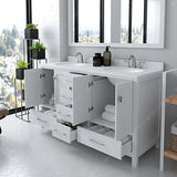 Virtu USA Caroline Avenue 60" Double Bath Vanity with Dazzle White Quartz Top and Round Sinks with Matching Mirror