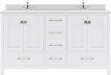 Virtu USA Caroline Avenue 60" Double Bath Vanity with Dazzle White Top and Round Sink - Luxe Bathroom Vanities