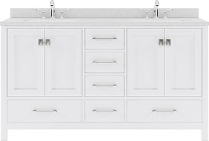Virtu USA Caroline Avenue 60" Double Bath Vanity with Dazzle White Top and Round Sink - Luxe Bathroom Vanities