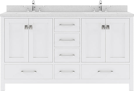 Virtu USA Caroline Avenue 60" Double Bath Vanity with Dazzle White Top and Round Sink - Luxe Bathroom Vanities