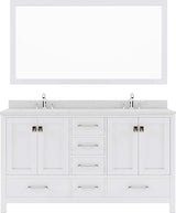 Virtu USA Caroline Avenue 60" Double Bath Vanity with Dazzle White Top and Round Sink with Mirror - Luxe Bathroom Vanities