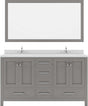Virtu USA Caroline Avenue 60" Double Bath Vanity in Cashmere Grey with Dazzle White Top and Square Sink with Mirror - Luxe Bathroom Vanities Luxury Bathroom Fixtures Bathroom Furniture