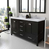 Virtu USA Caroline Avenue 60" Double Bath Vanity with Dazzle White Quartz Top and Square Sinks with Matching Mirror