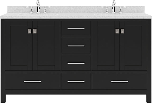 Virtu USA Caroline Avenue 60" Double Bath Vanity with Dazzle White Top and Square Sink - Luxe Bathroom Vanities Luxury Bathroom Fixtures Bathroom Furniture