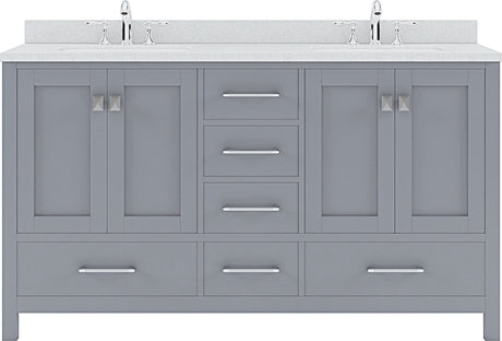 Virtu USA Caroline Avenue 60" Double Bath Vanity with Dazzle White Top and Square Sink - Luxe Bathroom Vanities Luxury Bathroom Fixtures Bathroom Furniture