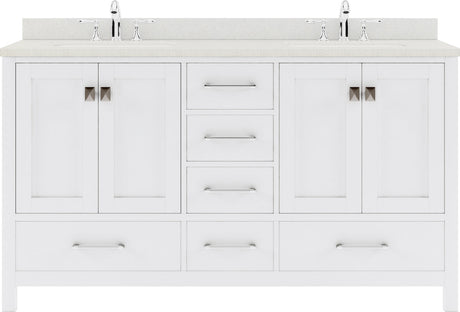 Virtu USA Caroline Avenue 60" Double Bath Vanity with Dazzle White Top and Square Sink - Luxe Bathroom Vanities