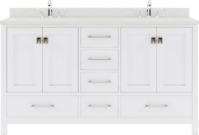 Virtu USA Caroline Avenue 60" Double Bath Vanity with Dazzle White Top and Square Sink - Luxe Bathroom Vanities