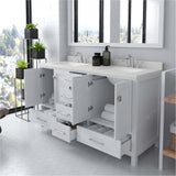 Virtu USA Caroline Avenue 60" Double Bath Vanity with Dazzle White Quartz Top and Square Sinks with Matching Mirror