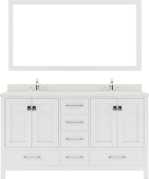 Virtu USA Caroline Avenue 60" Double Bath Vanity with Dazzle White Top and Square Sink with Mirror - Luxe Bathroom Vanities