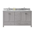 Virtu USA Caroline Avenue 60" Double Bath Vanity in Cashmere Grey with Marble Top and Round Sink with Brushed Nickel Faucet - Luxe Bathroom Vanities Luxury Bathroom Fixtures Bathroom Furniture