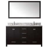 Virtu USA Caroline Avenue 60" Double Bath Vanity with Marble Top and Round Sink with Brushed Nickel Faucet and Mirror - Luxe Bathroom Vanities Luxury Bathroom Fixtures Bathroom Furniture