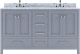 Virtu USA Caroline Avenue 60" Double Bath Vanity with Marble Top and Round Sink - Luxe Bathroom Vanities