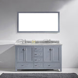 Virtu USA Caroline Avenue 60" Double Bath Vanity with White Marble Top and Round Sinks with Matching Mirror