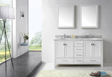 Virtu USA Caroline Avenue 60" Double Bath Vanity with White Marble Top and Round Sinks with Matching Mirrors