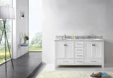 Virtu USA Caroline Avenue 60" Double Bath Vanity with White Marble Top and Round Sinks