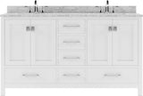 Virtu USA Caroline Avenue 60" Double Bath Vanity with Marble Top and Round Sink - Luxe Bathroom Vanities