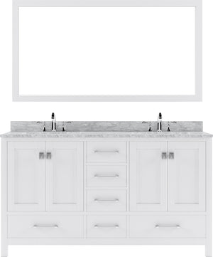 Virtu USA Caroline Avenue 60" Double Bath Vanity with Marble Top and Round Sink with Mirror - Luxe Bathroom Vanities