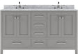 Virtu USA Caroline Avenue 60" Double Bath Vanity in Cashmere Grey with Marble Top and Square Sink with Brushed Nickel Faucet - Luxe Bathroom Vanities