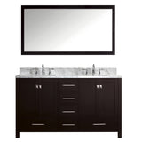 Virtu USA Caroline Avenue 60" Double Bath Vanity with Marble Top and Square Sink with Polished Chrome Faucet and Mirror - Luxe Bathroom Vanities Luxury Bathroom Fixtures Bathroom Furniture