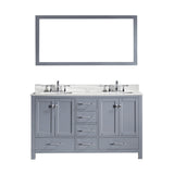 Virtu USA Caroline Avenue 60" Double Bath Vanity with Marble Top and Square Sink with Brushed Nickel Faucet and Mirror - Luxe Bathroom Vanities Luxury Bathroom Fixtures Bathroom Furniture