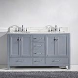 Virtu USA Caroline Avenue 60" Double Bath Vanity with White Marble Top and Square Sinks