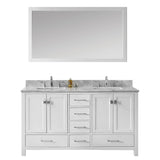 Virtu USA Caroline Avenue 60" Double Bath Vanity with Marble Top and Square Sink with Polished Chrome Faucet and Mirror - Luxe Bathroom Vanities Luxury Bathroom Fixtures Bathroom Furniture