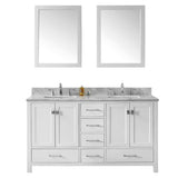 Virtu USA Caroline Avenue 60" Double Bath Vanity with Marble Top and Square Sink with Mirrors - Luxe Bathroom Vanities Luxury Bathroom Fixtures Bathroom Furniture