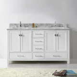 Virtu USA Caroline Avenue 60" Double Bath Vanity with White Marble Top and Square Sinks