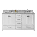 Virtu USA Caroline Avenue 60" Double Bath Vanity with White Marble Top and Square Sinks