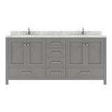 Virtu USA Caroline Avenue 72" Double Bath Vanity with White Quartz Top and Round Sinks with Matching Mirror