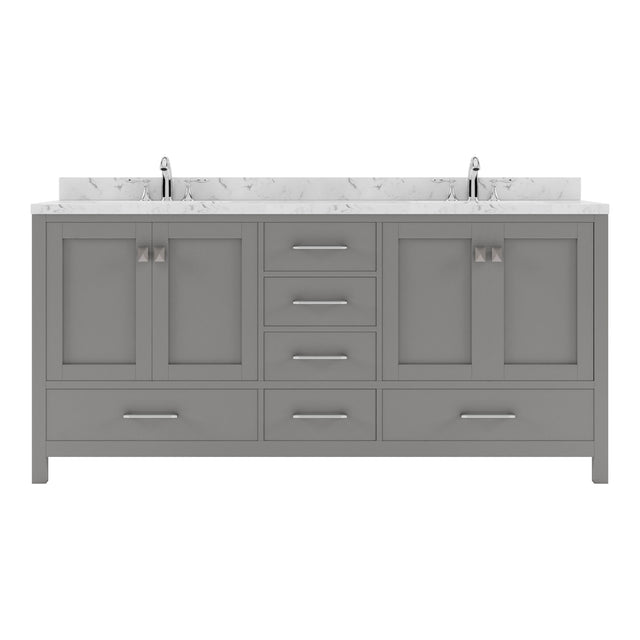 Virtu USA Caroline Avenue 72" Double Bath Vanity with White Quartz Top and Round Sinks - Luxe Bathroom Vanities