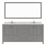 Virtu USA Caroline Avenue 72" Double Bath Vanity with White Quartz Top and Round Sinks with Matching Mirror - Luxe Bathroom Vanities