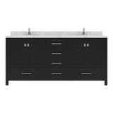 Virtu USA Caroline Avenue 72" Double Bath Vanity with White Quartz Top and Round Sinks with Matching Mirror