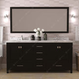 Virtu USA Caroline Avenue 72" Double Bath Vanity with White Quartz Top and Round Sinks with Matching Mirror