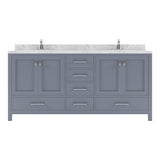 Virtu USA Caroline Avenue 72" Double Bath Vanity with White Quartz Top and Round Sinks with Matching Mirror