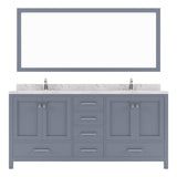 Virtu USA Caroline Avenue 72" Double Bath Vanity with White Quartz Top and Round Sinks with Matching Mirror - Luxe Bathroom Vanities