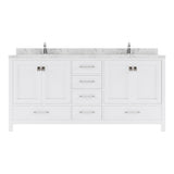 Virtu USA Caroline Avenue 72" Double Bath Vanity with White Quartz Top and Round Sinks with Matching Mirror