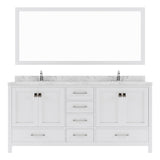 Virtu USA Caroline Avenue 72" Double Bath Vanity with White Quartz Top and Round Sinks with Matching Mirror - Luxe Bathroom Vanities