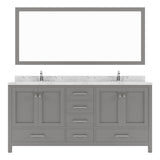 Virtu USA Caroline Avenue 72" Double Bath Vanity with White Quartz Top and Square Sinks with Matching Mirror - Luxe Bathroom Vanities