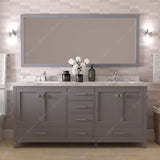 Virtu USA Caroline Avenue 72" Double Bath Vanity with White Quartz Top and Square Sinks with Matching Mirror