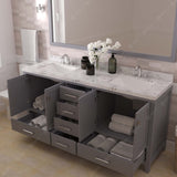 Virtu USA Caroline Avenue 72" Double Bath Vanity with White Quartz Top and Square Sinks with Matching Mirror