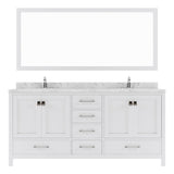 Virtu USA Caroline Avenue 72" Double Bath Vanity with White Quartz Top and Square Sinks with Brushed Nickel Faucets with Matching Mirror - Luxe Bathroom Vanities
