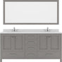 Virtu USA Caroline Avenue 72" Double Bath Vanity with Dazzle White Top and Round Sink with Polished Chrome Faucet and Mirror - Luxe Bathroom Vanities